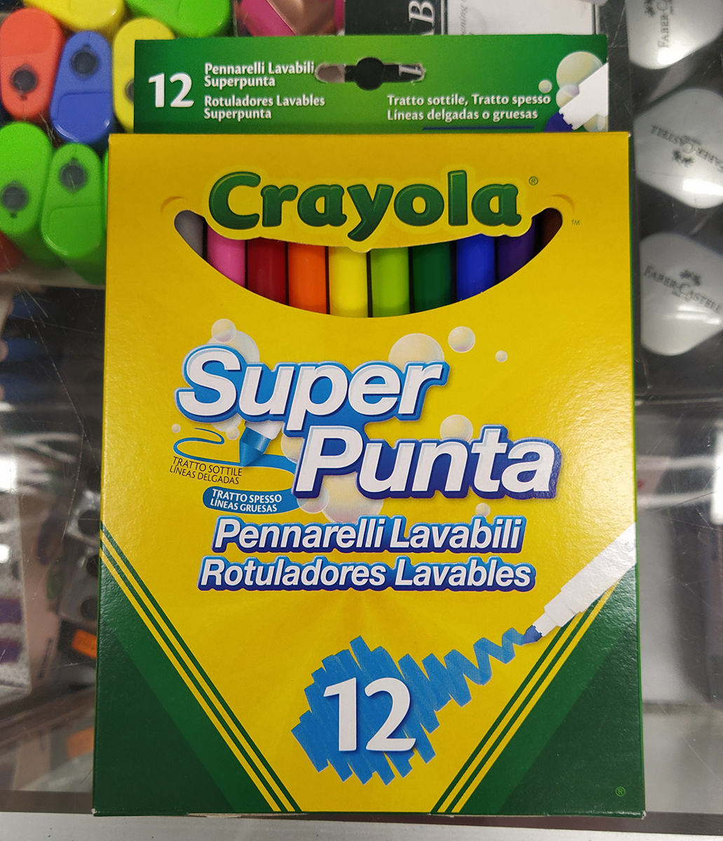 Rotuladores Super Punta Crayola - Estuche 12 Vértice papelería